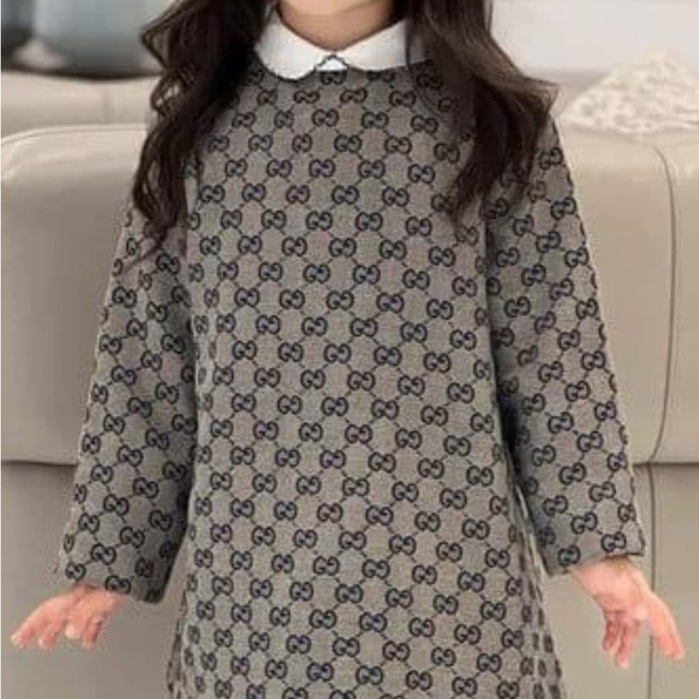 Gucci Kids' Logo Dress - Gray and Black